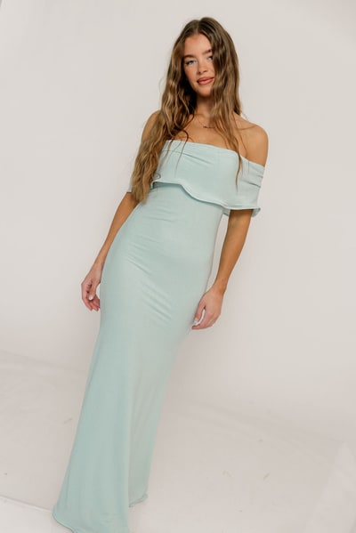 Worth Collective Tommie Maxi Dress in Light Blue - Bump Friendly (Size Up for Bump)