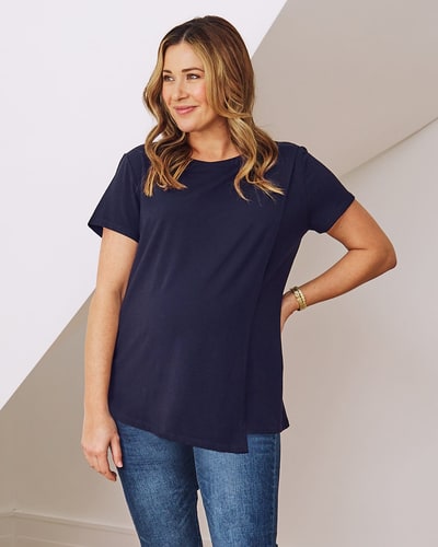 Angel Maternity Monique Maternity Nursing Petal Top -Midnight Navy