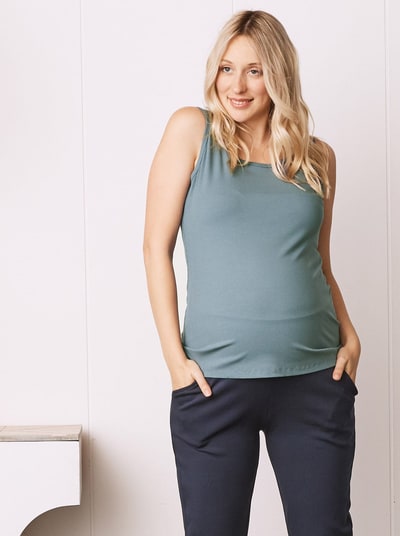 Angel Maternity Maternity Round Neck Tank Top - Sage Green