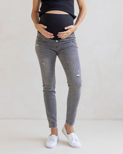 Angel Maternity Claire Over the Bump Skinny Maternity Denim Jeans Charcoal
