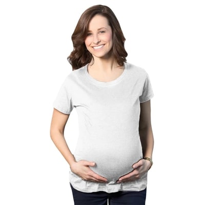 Target Comfortable Womens Maternity Shirts Blank Pregnancy Shirts Plain Fitted Tees - Crazy Dog Maternity T Shirt with Fun Design White M