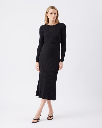 Ripe Maternity Eden Knit Nursing Dress  Black