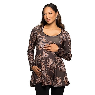 Kohl's Maternity 24Seven Comfort Apparel Long Sleeve Floral Print Tunic Top