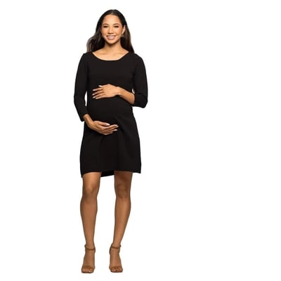Target 24seven Comfort Apparel Maternity Three Quarter Sleeve A Line Knee Length Dress-Black-S
