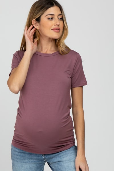 PinkBlush Mauve Basic Short Sleeve Maternity Top