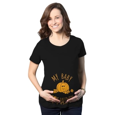 Target Maternity My Baby Loves Halloween Cute Pumpkin Pregnancy Halloween T Shirt - Crazy Dog Maternity T Shirt For Halloween Season Black S