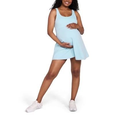 Target Women's Sleeveless Active Maternity Dress with Shorts - Aqua - Size: Medium - Motherhood Maternity