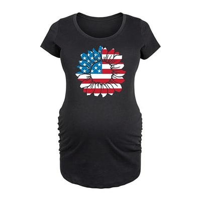Kohl's Maternity American Flag Sunflower Graphic Tee