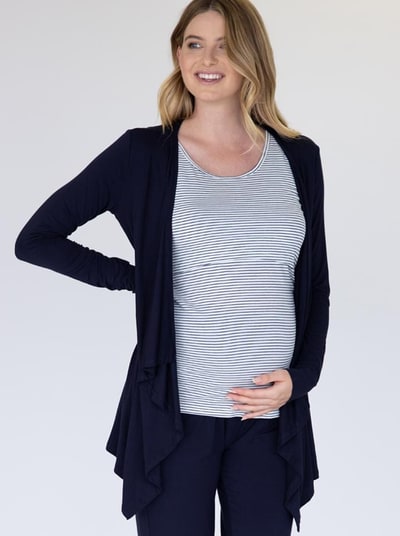 Angel Maternity Maternity Waterfall Bamboo Cardigan in Navy
