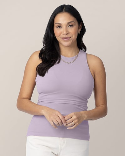 Kindred Bravely Ribbed Bamboo Racerback Nursing Tank | Lavender Mist