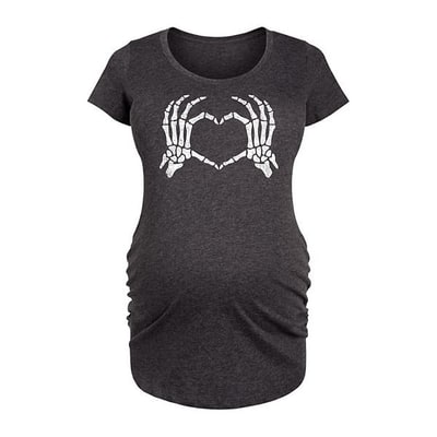 Kohl's Maternity Skeleton Hand Heart Halloween Graphic Tee