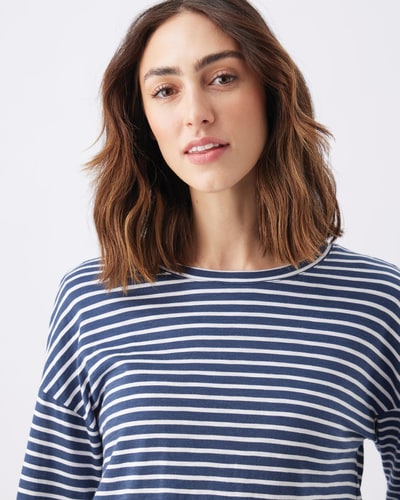 Ripe Maternity Claudette Long Sleeve Nursing Top Ink / White