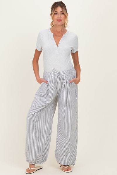 PinkBlush Black Striped Balloon Maternity Pants