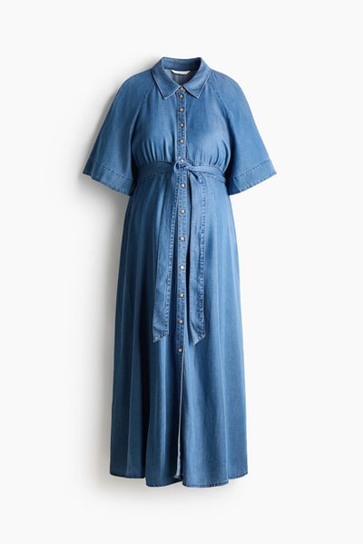 H&M MAMA Tie-Belt Denim Dress