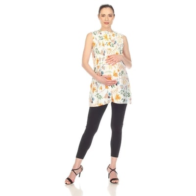 Target Maternity Floral Sleeveless Tunic Top White Large -White Mark
