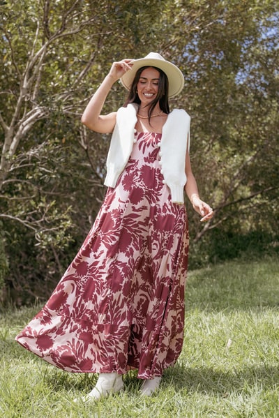 Petal & Pup Elanor Maxi Dress - Pale Burgundy