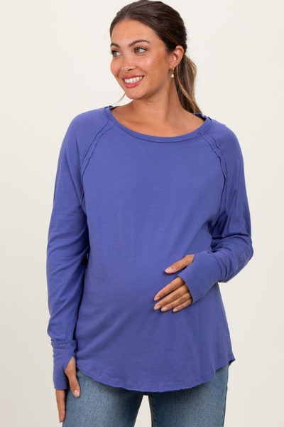PinkBlush Periwinkle Exposed Seam Long Sleeve Maternity Top