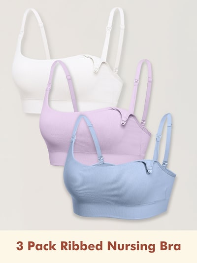 Momanda 3 Pack Ribbed Nursing Bralette