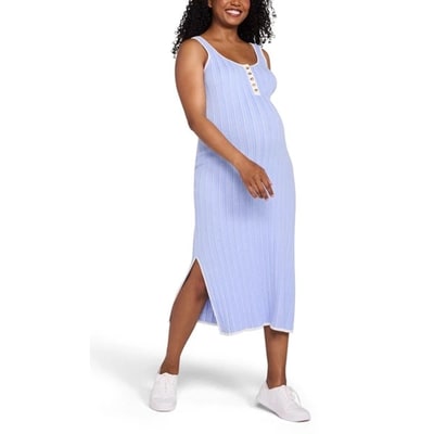 Target Women's Sleeveless Nursing Henley Midi Maternity Dress - Peacoat Stripe - Size: Small - Motherhood Maternity