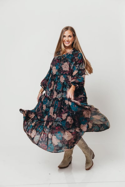 Worth Collective Tabitha Midi Dress in Black - Bump Friendly