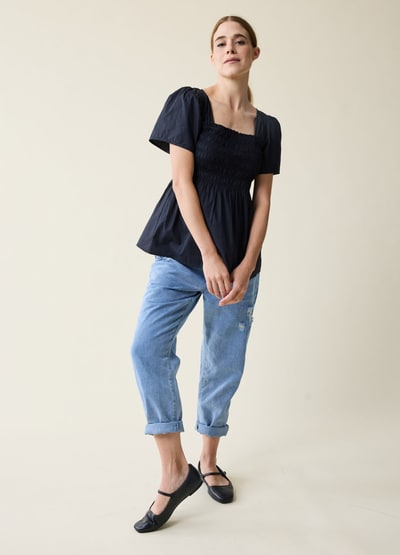 Ingrid & Isabel Maternity Tie Back Smocked Top