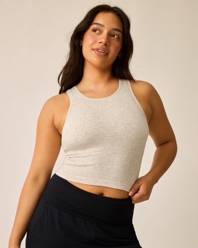 Kindred Bravely Sublime® Bamboo Hands-Free Pumping Longline Bra Top | Oatmeal Heather