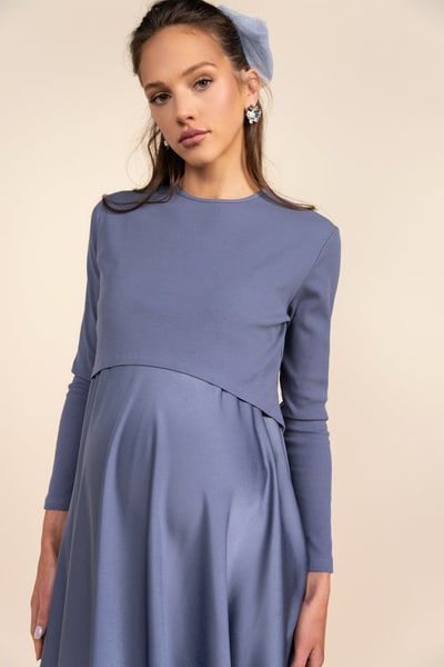 Apparalel Sahara Maternity Tee in Steel Blue