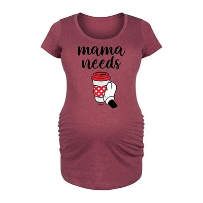 Kohl's Disney's Minnie Mouse Maternity Mama Needs Coffee Graphic Tee