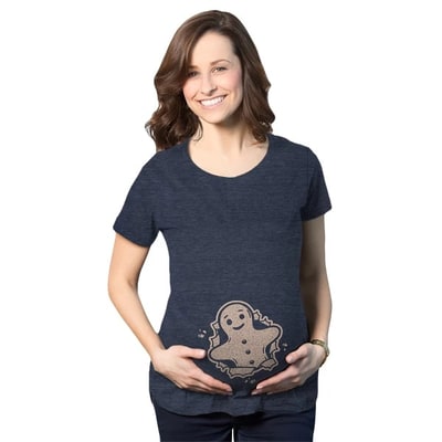 Target Gingerbread Cookie Maternity T Shirt Cute Christmas Cookie Pregnancy Announcement Graphic Tee - Crazy Dog Maternity T Shirt Gift For Christmas S