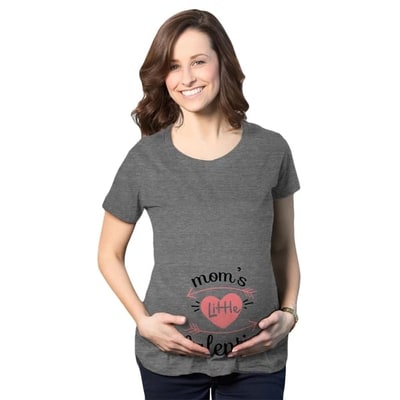 Target Maternity Moms Little Valentines Day Cute Announcement Baby Pregnancy T Shirt - Crazy Dog Maternity T Shirt for Valentines Gift Dark Grey L