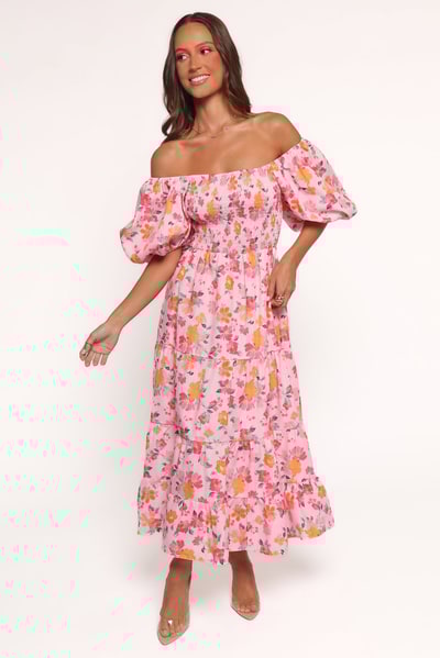 Petal & Pup Soliel Midi Dress - Pink Floral