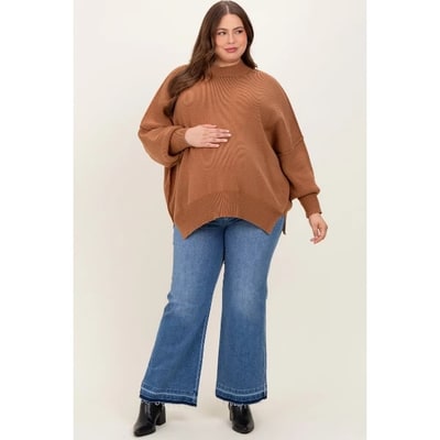 Target Pinkblush Blue Raw Hem Distressed Ankle Wide Leg Maternity Plus Jeans 1X