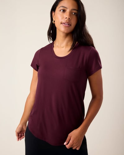Kindred Bravely Everyday Maternity & Nursing T-shirt | Deep Burgundy