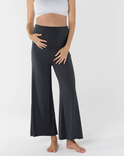 Angel Maternity Debra Wide Leg Maternity Bamboo Pants in Black