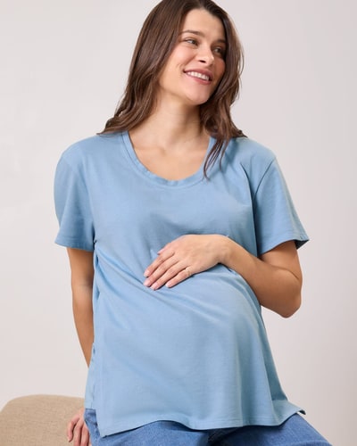 Kindred Bravely Relaxed Cotton Maternity & Nursing T-shirt | Vintage Blue
