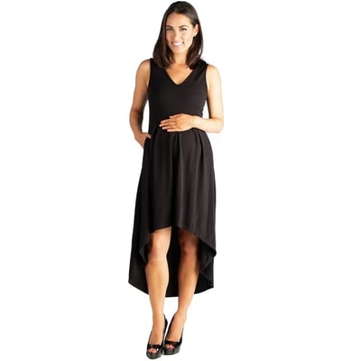 Target 24seven Comfort Apparel Maternity Sleeveless Fit N Flare High Low Dress-Black-S