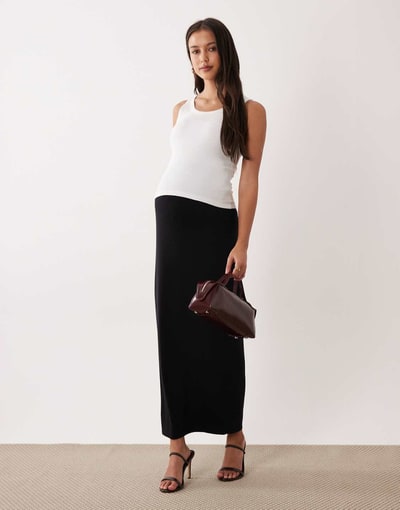 ASOS jersey column maxi skirt in black