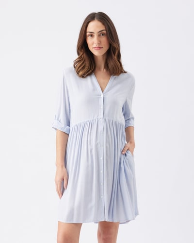 Ripe Maternity Sam Stripe Dress  Sky Blue / White