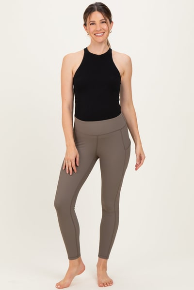 PinkBlush Mocha Ribbed Active Maternity Legging