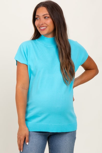PinkBlush Aqua Mock Neck Knit Maternity Top