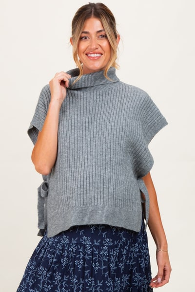 PinkBlush Heather Grey Turtleneck Maternity Sweater Vest