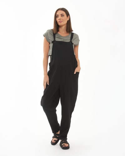 Ripe Maternity Poppy Linen Jumpsuit Black
