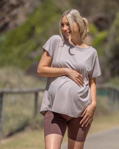 Angel Maternity Reversible Maternity T-Shirt in Mushroom Grey