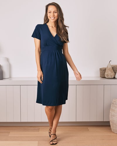 Angel Maternity Maternity Crossover Neckline Jersey Dress - Dark Navy