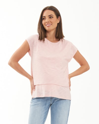 Ripe Maternity Jazmin Nursing Tee  Soft Pink