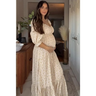 Target Pinkblush Cream Floral Sweetheart Neckline Maternity Maxi Dress Large