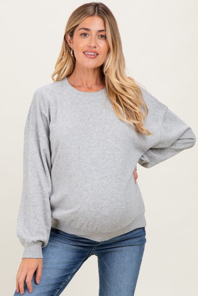 PinkBlush Heather Gray Long Sleeve Maternity Sweatshirt