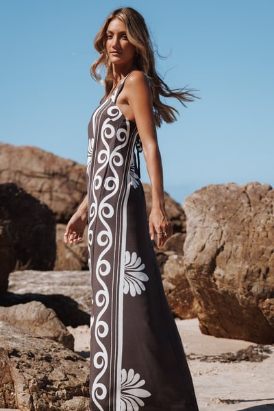 Petal & Pup Valeria Maxi Dress - Espresso