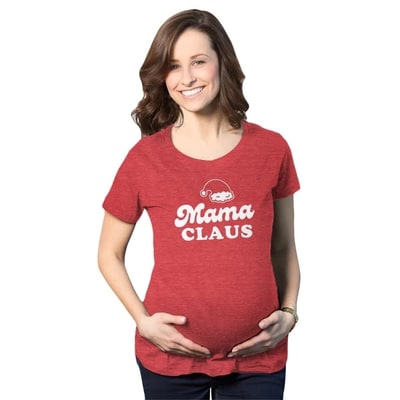Target Maternity Mama Claus Tshirt Funny Christmas Holiday Party Mrs Claus Novelty Baby Pregnancy Tee - Crazy Dog Maternity T Shirt Gift For Christmas S