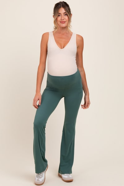 PinkBlush Forest Green Active Pocket Flared Maternity Leggings